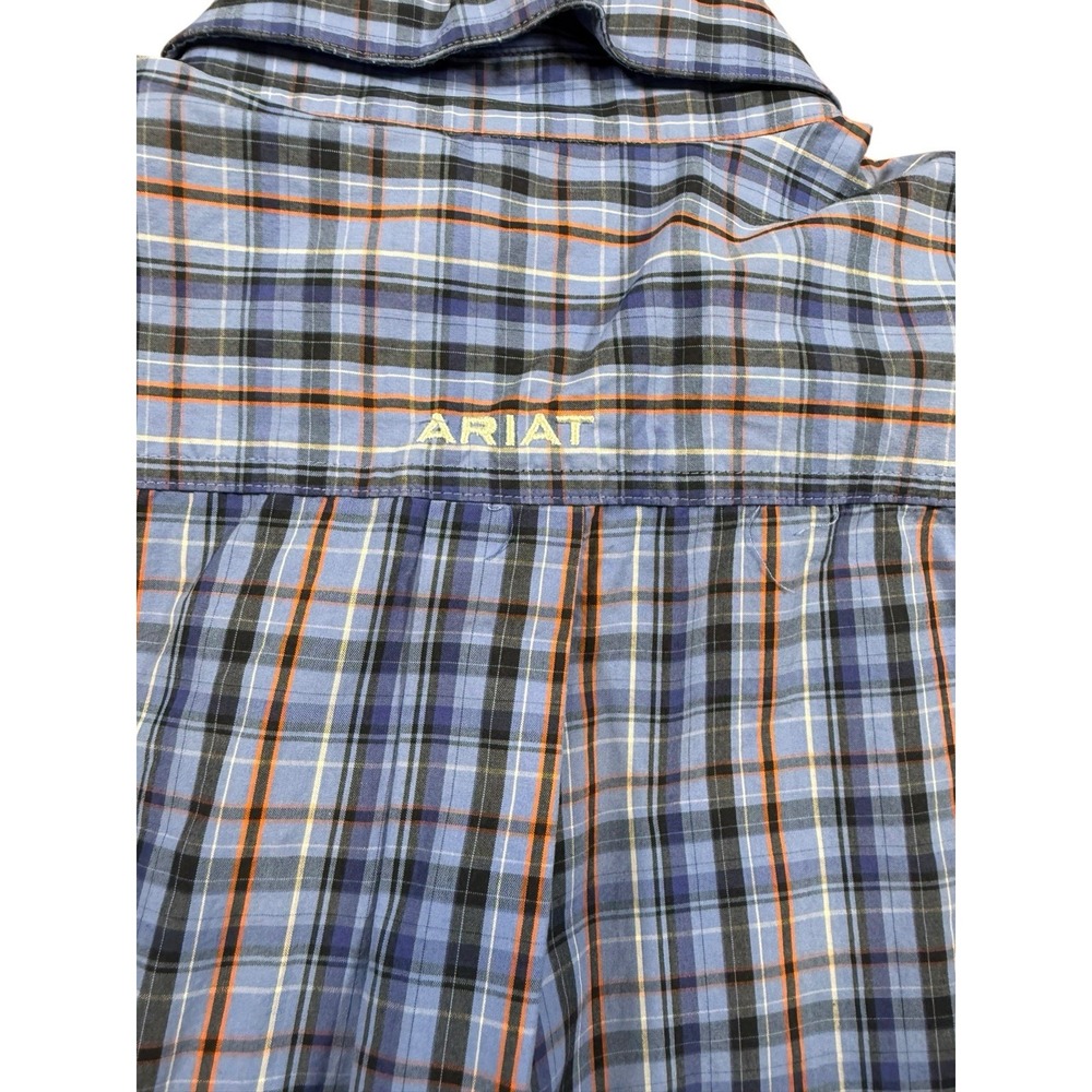 Ariat Pro Series Shirt Mens Medium Button Down Long Sleeve Blue Plaid Workwear - Picture 8 of 10